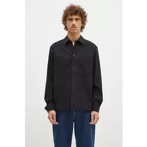 Norse Projects cămașă din lână Carsten Cotton Wool LS Shirt culoarea negru, cu guler clasic, regular, N40.0806.9999 imagine