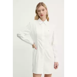 Tommy Jeans rochie din bumbac culoarea alb, mini, dreaptă, DW0DW20471 imagine