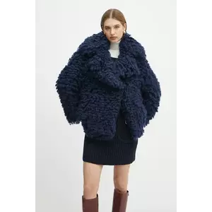 Luisa Spagnoli geaca de lana culoarea albastru marin, de tranzitie, 58556 imagine