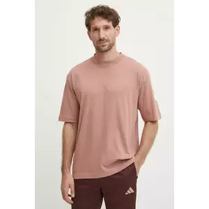 adidas tricou din bumbac Essentials barbati, culoarea portocaliu, cu imprimeu, JF3620 imagine