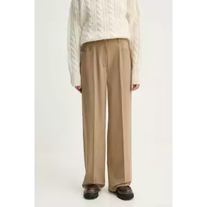 Theory pantaloni din lana culoarea bej, lat, high waist, O0801210 imagine