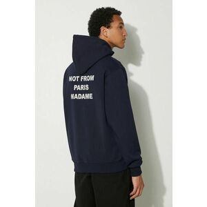 Drôle de Monsieur hanorac de bumbac Le Hoodie Slogan barbati, culoarea albastru marin, cu glugă, cu imprimeu, PERM-HO162-CO127-NY imagine