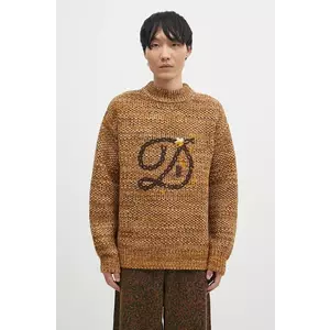 Drôle de Monsieur pulover de lână La Maille D tressE bărbați, culoarea maro, călduros, cu guler, E-PO154-WO018-BN imagine