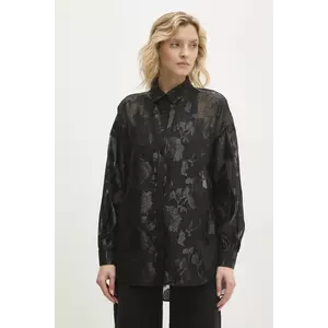 Answear Lab cămașă femei, culoarea negru, cu guler clasic, relaxed imagine