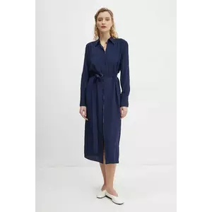 PS Paul Smith rochie din amestec de matase culoarea bleumarin, midi, dreaptă, W2R.606D.P31186 imagine
