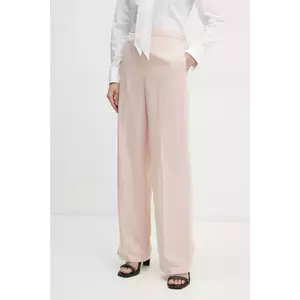 Theory pantaloni de matase culoarea roz, drept, high waist, K0502208 imagine