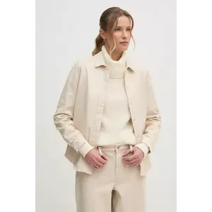 Dkny camasa femei, culoarea bej, cu guler clasic, relaxed, DJ4W2089 imagine