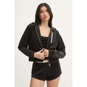 Juicy Couture bluza pijama LIV RIB VELOUR HOODIE femei, culoarea negru, JCLBJ125503 imagine