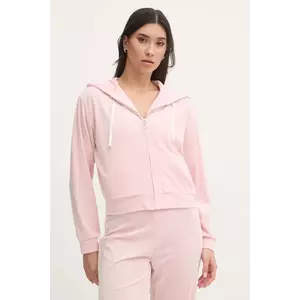 Juicy Couture bluza pijama LIV RIB VELOUR HOODIE femei, culoarea roz, JCLBJ125503 imagine