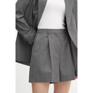 Herskind pantaloni scurti din lana Reggy culoarea gri, neted, high waist, 5404134 imagine