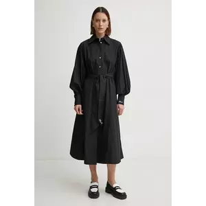 Karl Lagerfeld rochie din bumbac culoarea negru, midi, dreaptă, A1W13018 imagine
