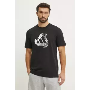 adidas tricou din bumbac M C HOT Q1 TEE barbati, culoarea negru, cu imprimeu, JI6787 imagine