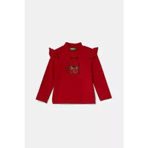 United Colors of Benetton longsleeve culoarea rosu, cu turtleneck, 3Q8DG10GG imagine