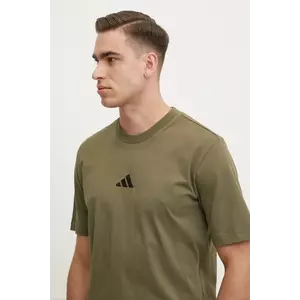 adidas tricou din bumbac Essential barbati, culoarea verde, neted, JF1097 imagine