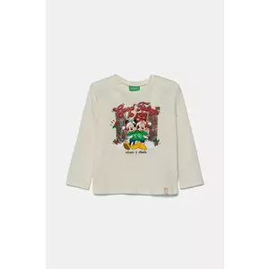 United Colors of Benetton longsleeve din bumbac pentru copii culoarea bej, 3ATNG10GQ imagine