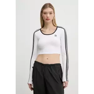 adidas Originals longsleeve 3S LS CROP femei, culoarea alb, JD4625 imagine