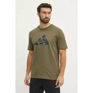 adidas tricou din bumbac Camo barbati, culoarea verde, cu imprimeu, JI6768 imagine