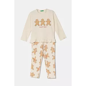 United Colors of Benetton pijama culoarea bej, modelator, 3DKE0P07Z imagine