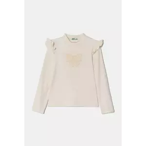 United Colors of Benetton longsleeve culoarea bej, cu turtleneck, 3Q8DG10GG imagine