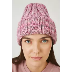 Medicine caciula din amestec de lana femei, culoarea roz, din tricot gros imagine