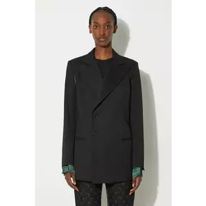 MM6 Maison Margiela sacou din lana culoarea negru, cu doua randuri de nasturi, neted, S62BN0102.S47848 imagine