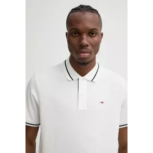 Tommy Jeans polo de bumbac culoarea bej, neted, DM0DM20745 imagine