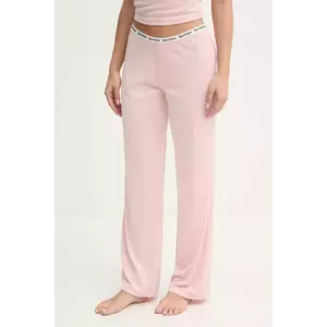 Juicy Couture pantaloni de pijama VICKY RIB FLARE PANT femei, culoarea roz, JCLAS125504 imagine