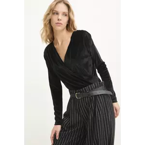 Answear Lab body din catifea culoarea negru, neted imagine