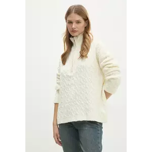 Answear Lab pulover femei, culoarea bej, călduros, cu guler imagine