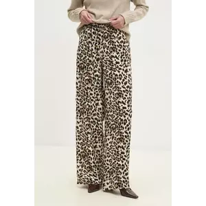 Answear Lab pantaloni femei, culoarea bej, lat, high waist imagine