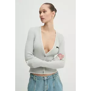 Rotate cardigan din amestec de casmir culoarea gri, light, 1133683024 imagine