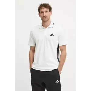 adidas polo de bumbac Essentials culoarea bej, cu imprimeu, JE6383 imagine