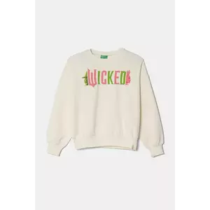 United Colors of Benetton bluza copii culoarea bej, cu imprimeu, 3FE1C10OI imagine