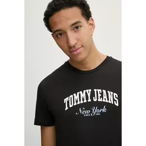 Tommy Jeans tricou din bumbac barbati, culoarea negru, cu imprimeu, DM0DM20362 imagine