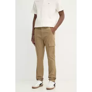 Tommy Jeans pantaloni barbati, culoarea verde, cu fason cargo, DM0DM20281 imagine