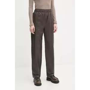 2NDDAY pantaloni de piele Jimone femei, culoarea maro, drept, high waist, 2251561672 imagine