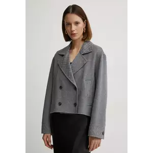 BOSS palton de lana culoarea gri, de tranzitie, oversize, 50531742 imagine