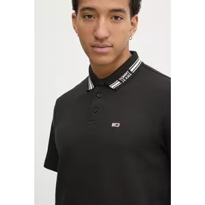 Tommy Jeans tricou polo barbati, culoarea negru, neted, DM0DM20225 imagine