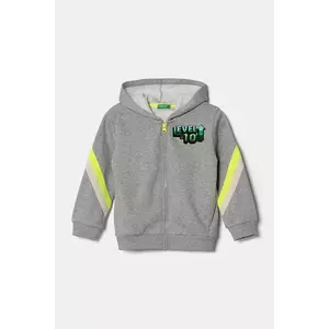 United Colors of Benetton bluza copii culoarea gri, cu glugă, modelator, 3J73G503H imagine