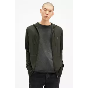 AllSaints bluza din lana MODE MERINO ZIP HOOD culoarea verde, cu glugă, melanj, M084KB imagine