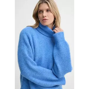 Gestuz pulover femei, culoarea violet, cu guler, 10909446 imagine