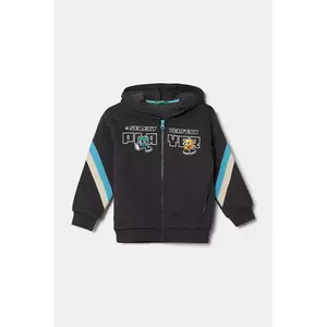 United Colors of Benetton bluza copii culoarea gri, cu glugă, modelator, 3J73G503H imagine