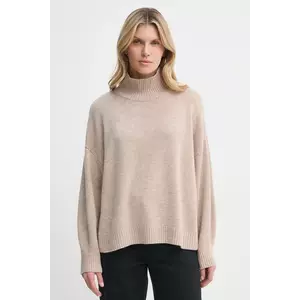 Gestuz pulover femei, culoarea bej, light, cu guler, 10909851 imagine
