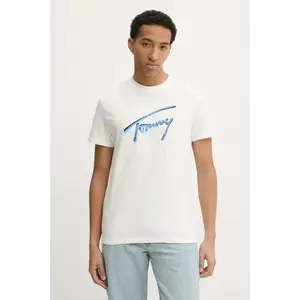 Tommy Jeans tricou barbati, culoarea bej, cu imprimeu, DM0DM21109 imagine