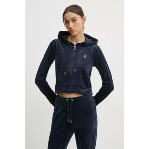 Juicy Couture bluza femei, culoarea albastru marin, cu glugă, cu imprimeu, JCWA122001 imagine