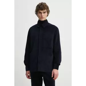 Études Studio camasa din velur culoarea albastru marin, cu guler clasic, regular, H24MMOUT370 imagine