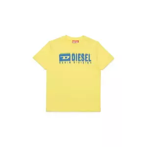 Diesel tricou de bumbac pentru copii TDIEGORL6 T-SHIRT culoarea galben, cu imprimeu, J02033 imagine
