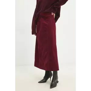Answear Lab fustă din velur culoarea rosu, midi, drept imagine