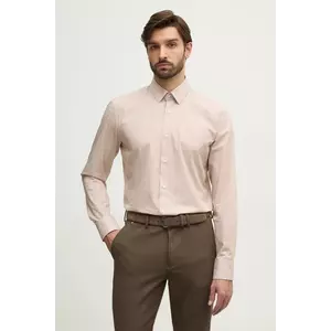 BOSS cămașă din bumbac bărbați, culoarea bej, cu guler clasic, slim, 50533044 imagine