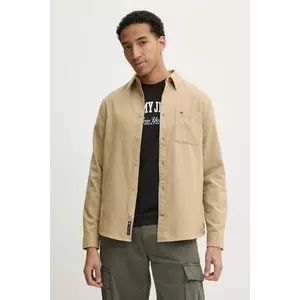 Tommy Jeans cămașă din bumbac bărbați, culoarea verde, cu guler clasic, regular, DM0DM20669 imagine